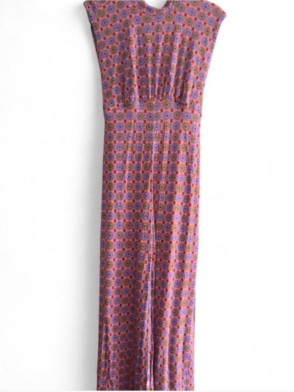 Pink Floral Print Maxi Dress - Sleeveless, Elastic Waist